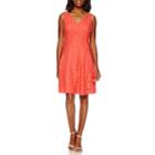 London Style Collection Sleeveless Petal Lace Fit-and-flare Dress