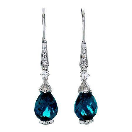 Lab-created Emerald & White Sapphire Linear Earrings