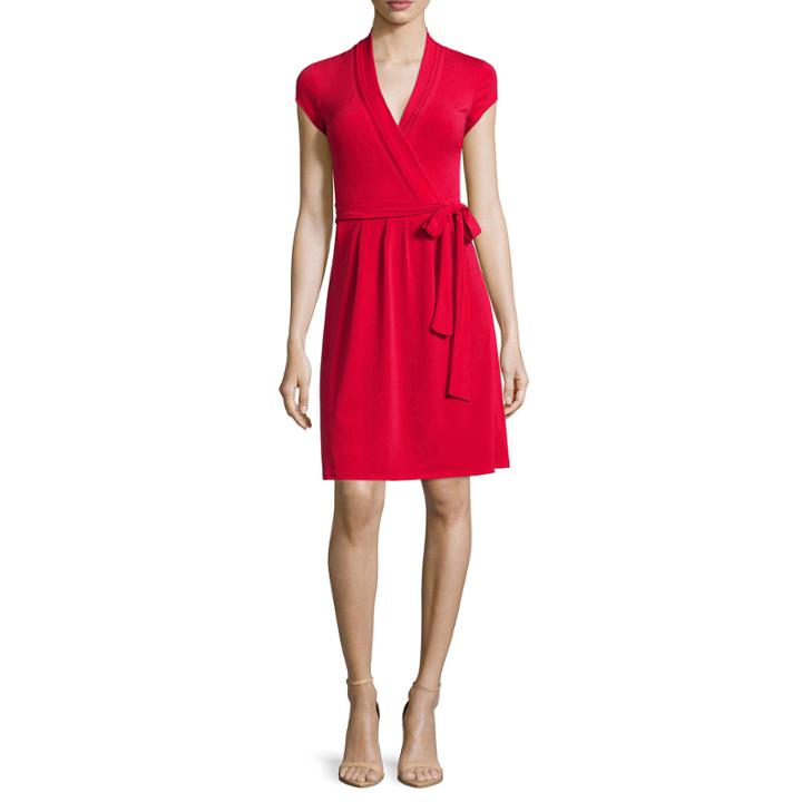 Liz Claiborne Short-sleeve Wrap Dress - Petite