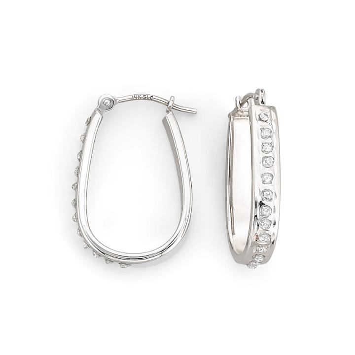 Diamond Fascination&trade; 21mm Pear-shaped Hoop Earrings
