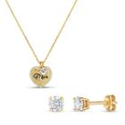 Womens 2-pack 2 Ct. T.w. White Cubic Zirconia 18k Gold Over Silver Jewelry Set
