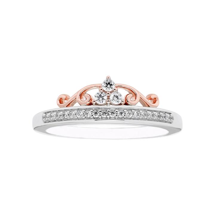 Enchanted By Disney Womens 1/6 Ct. T.w. Round Diamond 10k Gold Promise Ring