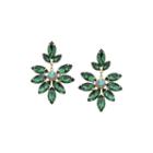1928 Green Gold-tone Marquise Statement Earrings
