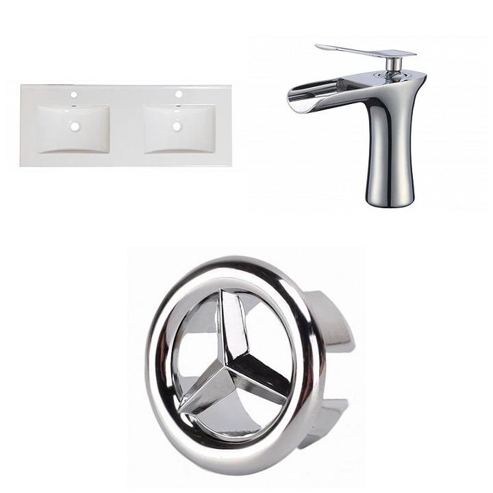 59-in. W 1 Hole Ceramic Top Set In White Color - Cupc Faucet Incl.