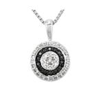 1/3 Ct. T.w. White And Color-enhanced Black Diamond Circle Pendant Necklace