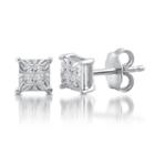 1/10 Ct. T.w. Princess White Diamond Sterling Silver Stud Earrings