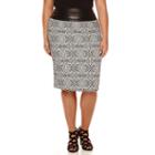 Bisou Bisou Waist-blocked Back-zip Jacquard Skirt - Plus