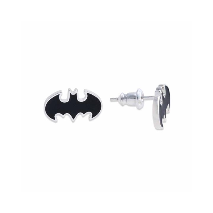 Dc Comics Batman Brass Black Enamel Stud Earrings