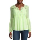 Stylus Long Sleeve Y Neck Woven Blouse-talls