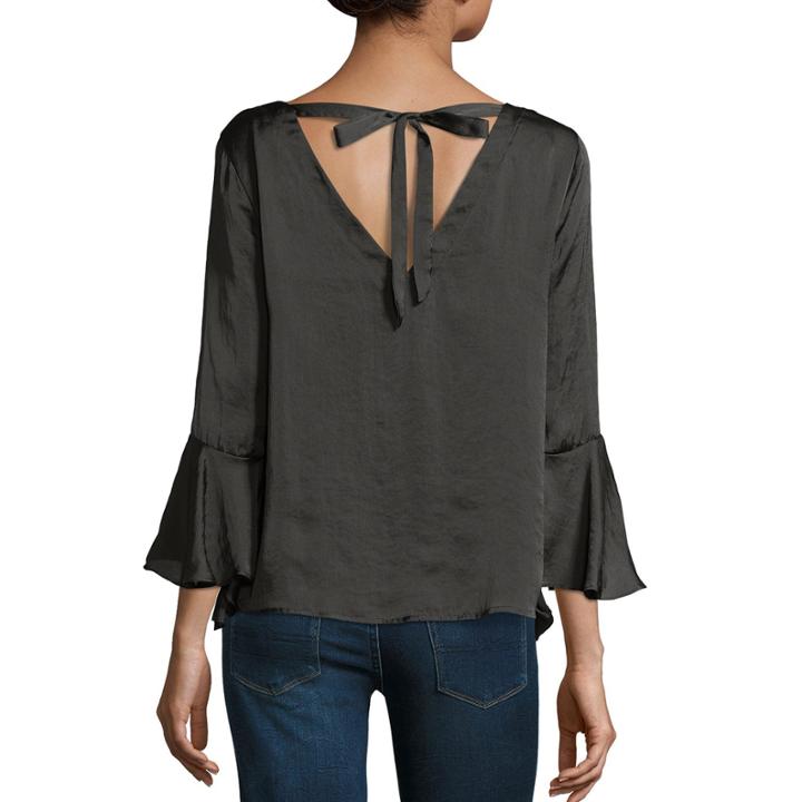 By & By Long Sleeve Satin Dress Shirt Juniors