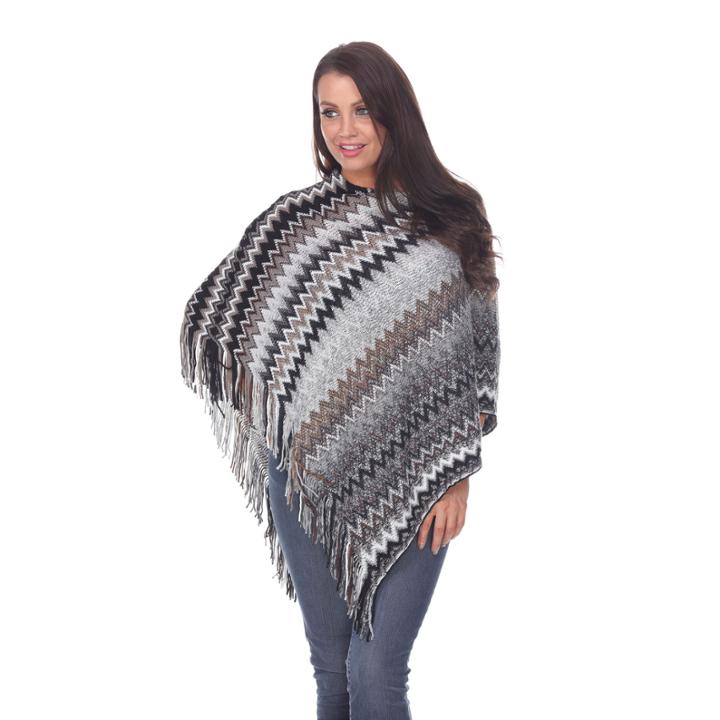White Mark 'mesila' Fringe Poncho