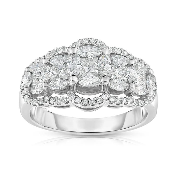 Womens 1 1/3 Ct. T.w. Genuine White Diamond 14k Gold Cocktail Ring