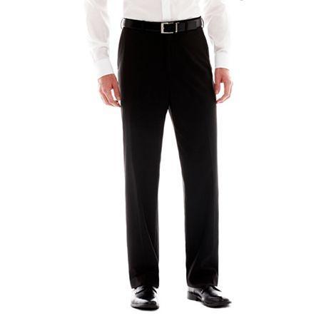 Izod Black Striped Flat-front Suit Pants