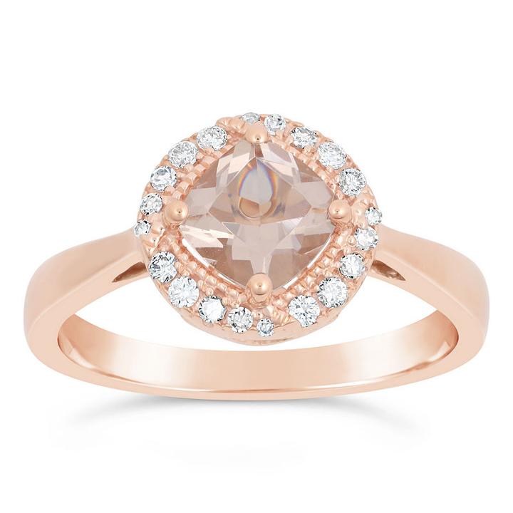 Womens 1/7 Ct. T.w. Genuine Pink Morganite 10k Gold Cocktail Ring