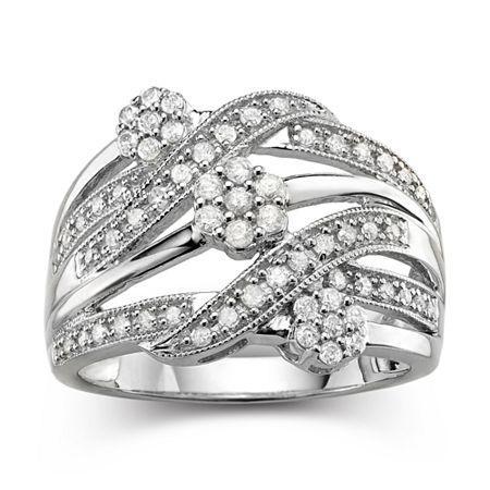 Diamond Blossom 1/2 Ct. T.w. Diamond Cluster Sterling Silver Orbit Ring
