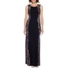 R & M Richards Sleeveless Lace Sequin Panel Gown - Petite