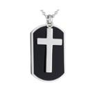 Mens Stainless Steel Dog Tag And Moveable Cross Pendant Necklace