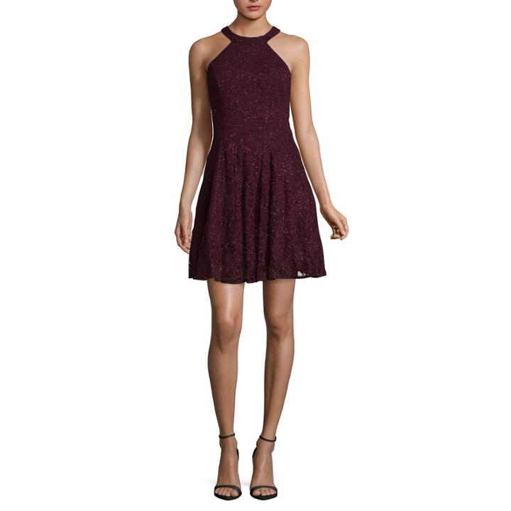 B. Darlin Sleeveless Glitter Skater Party Dress-juniors