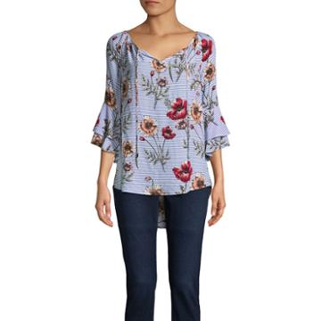 Como Blu 3/4 Sleeve Ruffled Blouse