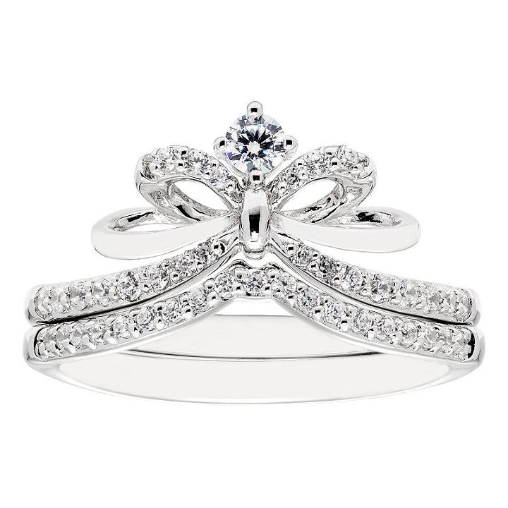 Enchanted Disney Fine Jewelry Womens 1/3 Ct. T.w. Genuine White Diamond 10k Gold Bridal Set