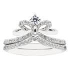 Enchanted Disney Fine Jewelry Womens 1/3 Ct. T.w. Genuine White Diamond 10k Gold Bridal Set