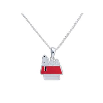 Peanuts Snoopy Doghouse Brass Enamel Pendant Necklace