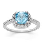 Womens Topaz Blue Sterling Silver Cocktail Ring