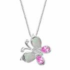 Lab-created Opal And Lab-created Pink Sapphire Sterling Silver Butterly Pendan
