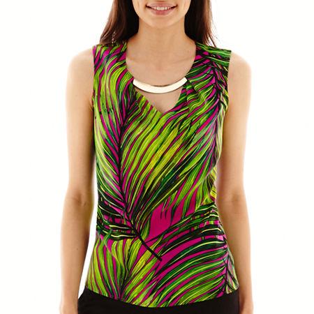 Worthington Sleeveless Gold-tone Hardware Blouse - Petite