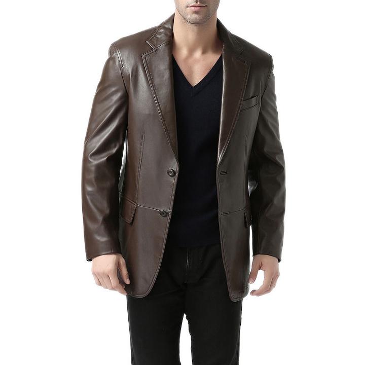 Bgsd Men's Grant Two-button New Zealand Lambskin Leather Blazer - Big And Tall