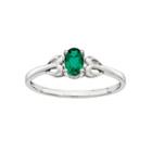 Womens Green Emerald Sterling Silver Delicate Ring