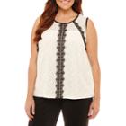 Liz Claiborne Sleeveless Crew Neck T-shirt-womens Plus