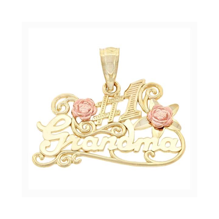 14k Two-tone No.1 Grandma Rose Charm Pendant