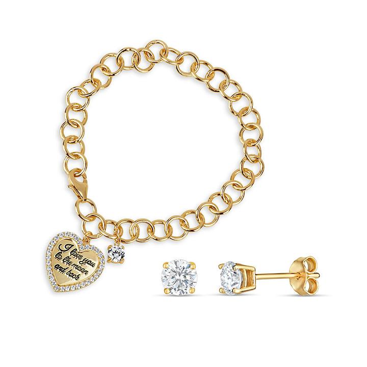 Womens 2-pack 1 3/4 Ct. T.w. White Cubic Zirconia 18k Gold Over Silver Jewelry Set