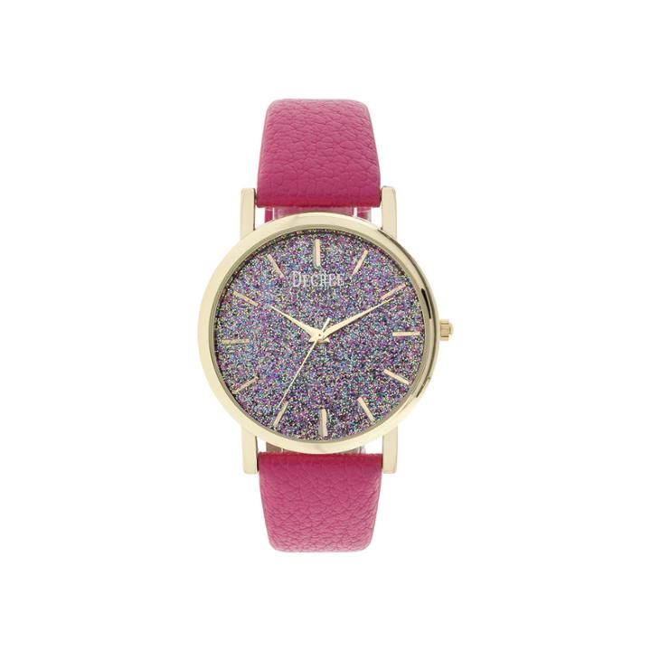 Decree Womens Pink Glitter Dial Watch