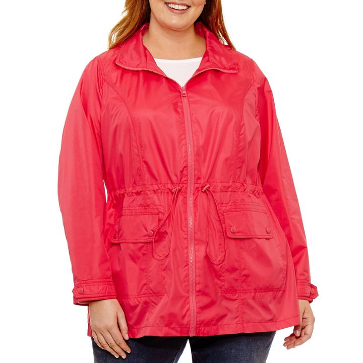 St. John's Bay Wind Resistant Water Resistant Raincoat-plus