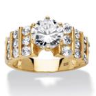 Diamonart Womens 3 1/4 Ct. T.w. Round White Cubic Zirconia Gold Over Silver Engagement Ring