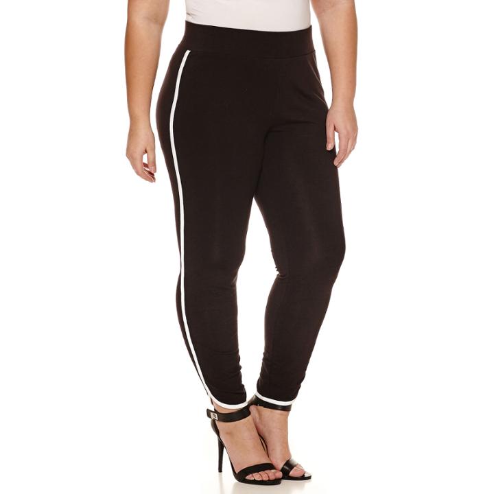 Boutique + Stripe Knit Leggings-plus