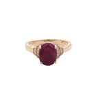 Limited Quantities! Red Lead-glass Filled Ruby & 1/10 Ct. T.w. Diamond 14k Yellow Gold Cocktail Ring