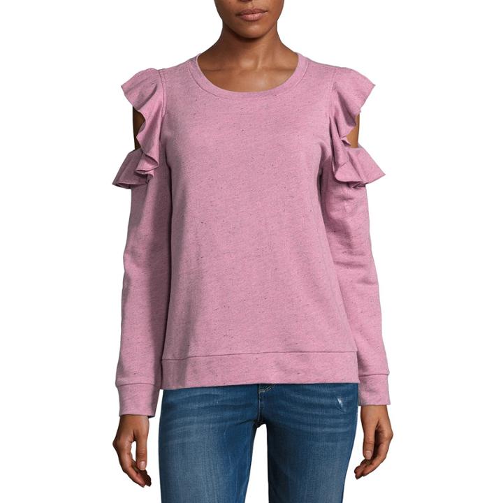 Arizona Ruffle Cold Shoulder Sweatshirt-juniors