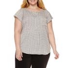 Liz Claiborne Cap Sleeve Popover Top-plus