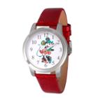 Disney Minnie Mouse Womens Red Strap Watch-wds000263