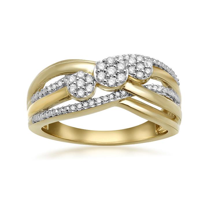 Diamond Blossom Womens 1/4 Ct. T.w. Genuine Diamond White 14k Gold Over Silver Cocktail Ring