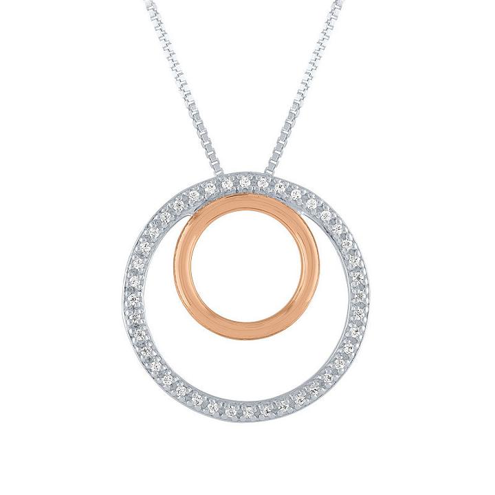 Womens 1/10 Ct. T.w. Genuine White Diamond 14k Rose Gold Over Silver Sterling Silver Pendant Necklace