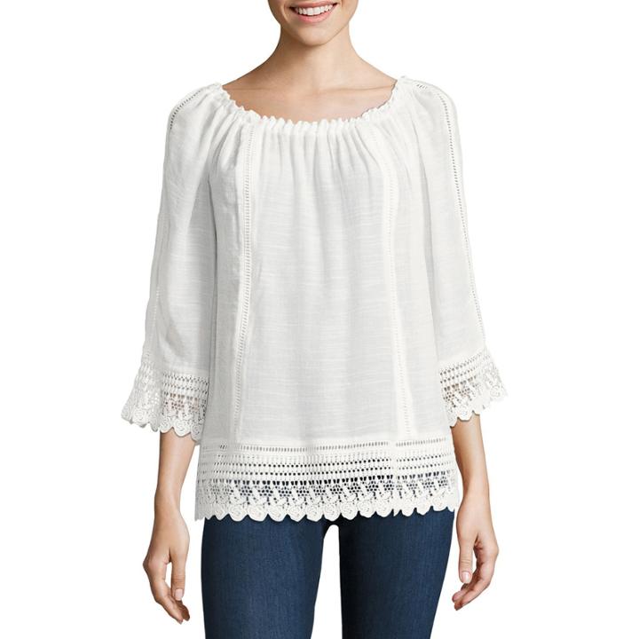 Alyx Elbow Sleeve Round Neck Gauze Blouse