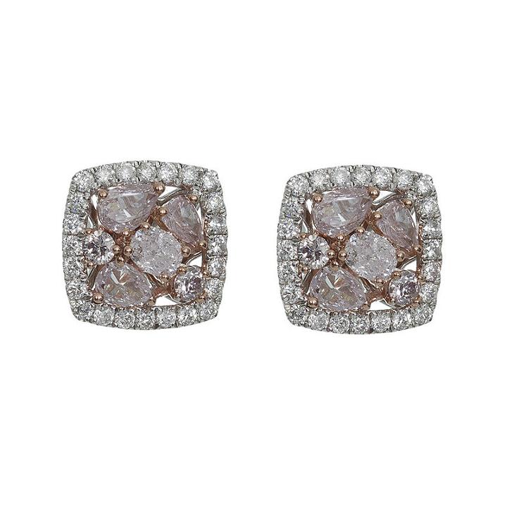 7/8 Ct. T.w. Genuine Pink Diamond 18k Gold Stud Earrings