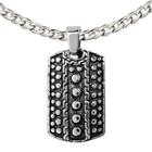 Textured Stainless Steel Dog Tag Pendant Necklace