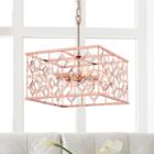 Galiaka Rose Gold Metal/glass 4-inch Square 4-light Cage Pendant