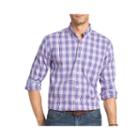 Izod Advantage Performance Stretch Long Sleeve Plaid Button Front Shirt