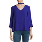 A.n.a 3/4 Sleeve V Neck Woven Blouse